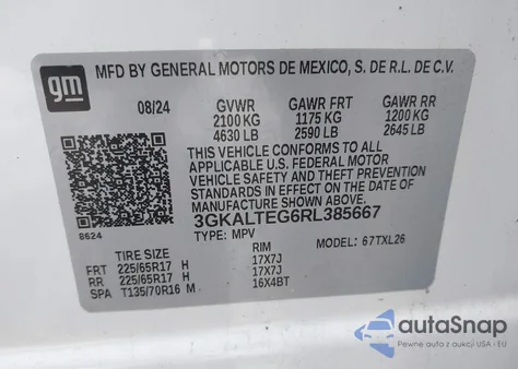 2024 GMC Terrain Awd Sle from USA, damaged, VIN 3GKALTEG6RL385667